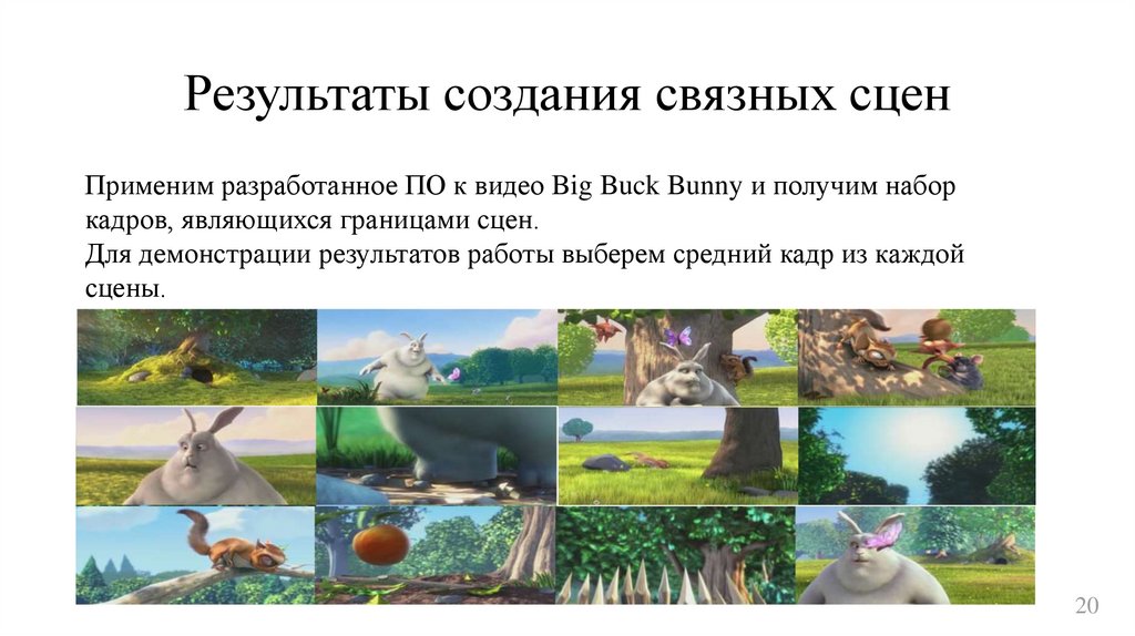 Результаты создания связных сцен