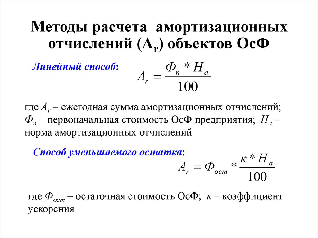 Расчет годовой суммы амортизационных отчислений презентация