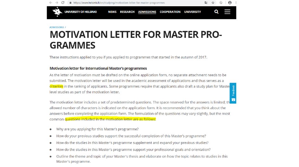 Master programme. Motivation Letter for Master degree. Motivation Letter for Exchange program.