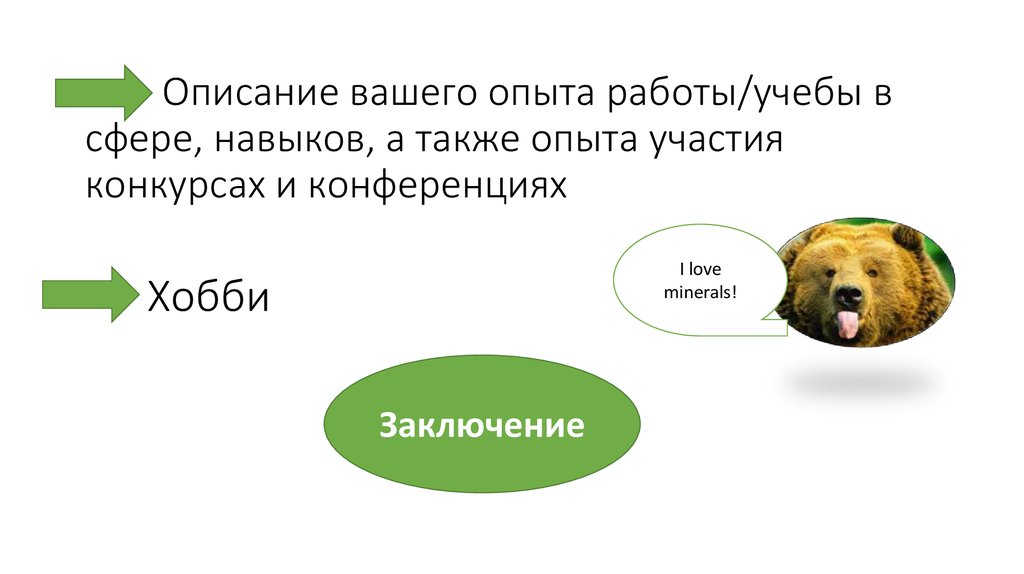 Описание вашего опыта работы/учебы в сфере, навыков, а также опыта участия конкурсах и конференциях