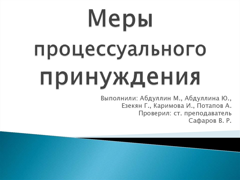 Меры процессуального принуждения презентация