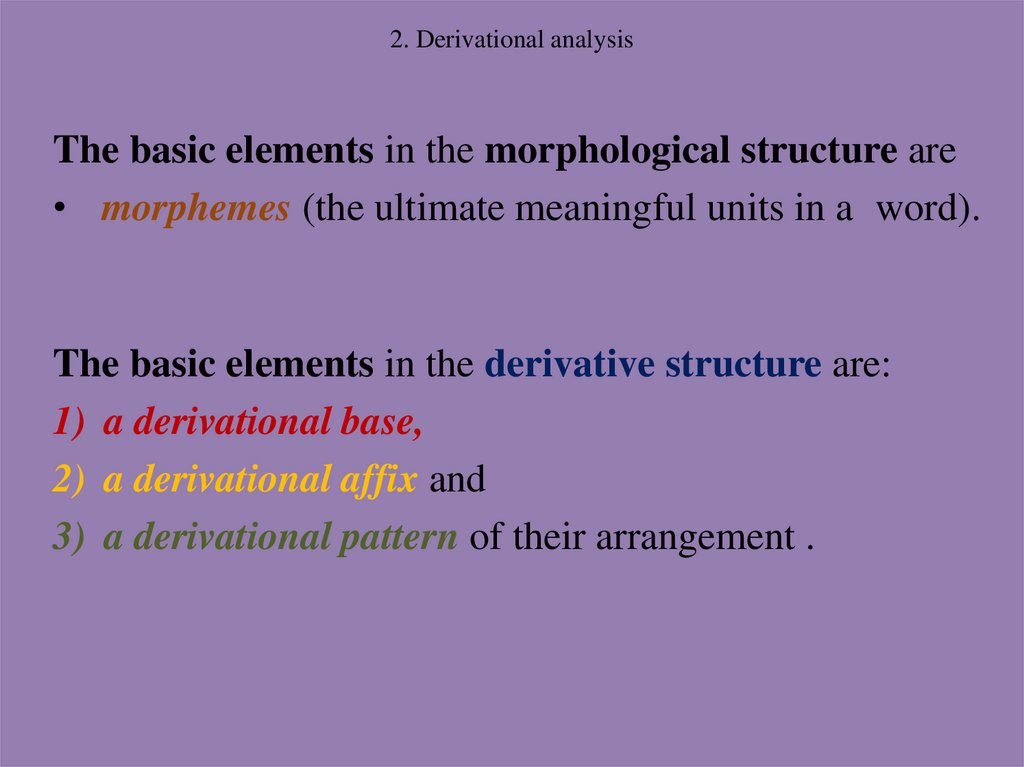 2. Derivational analysis