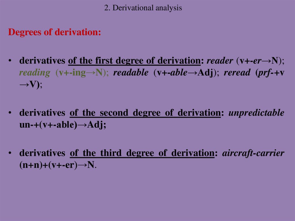 2. Derivational analysis