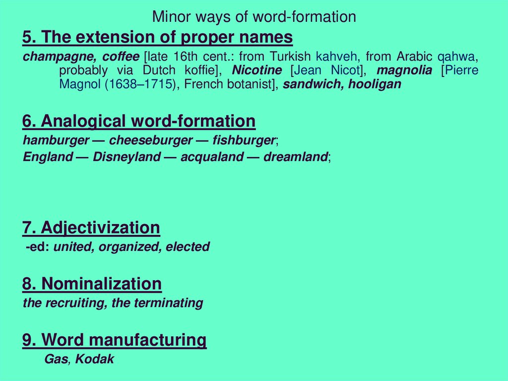 Minor ways of word-formation