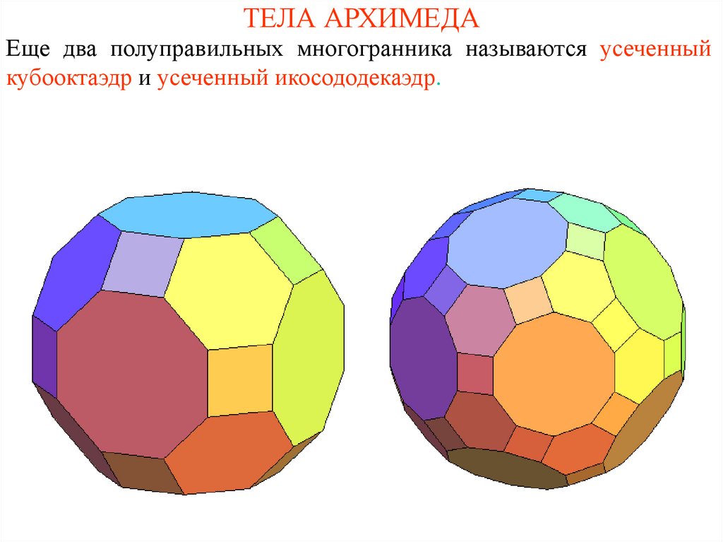 Тела архимеда. Икосододекаэдр полуправильные многогранники. Полуправильные многогранники тела Архимеда. Кубооктаэдр полуправильные многогранники. Многогранники архимедовы тела.