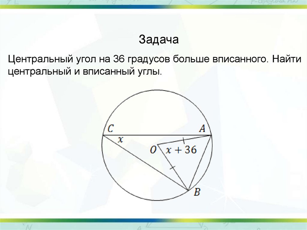 Задача по теме центральный угол