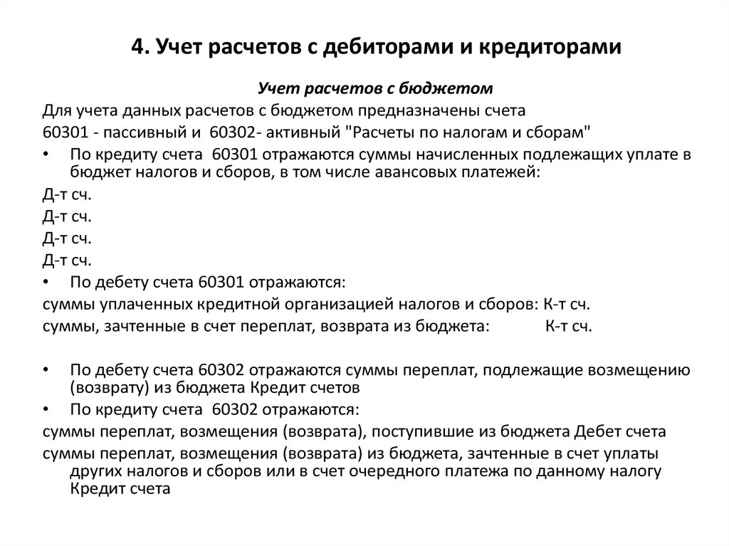 Учет расчетов с бюджетом по налогам и сборам презентация