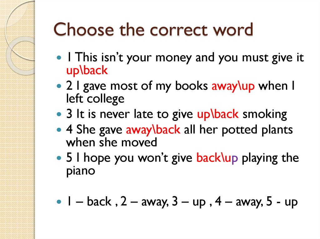 Choose the correct word check