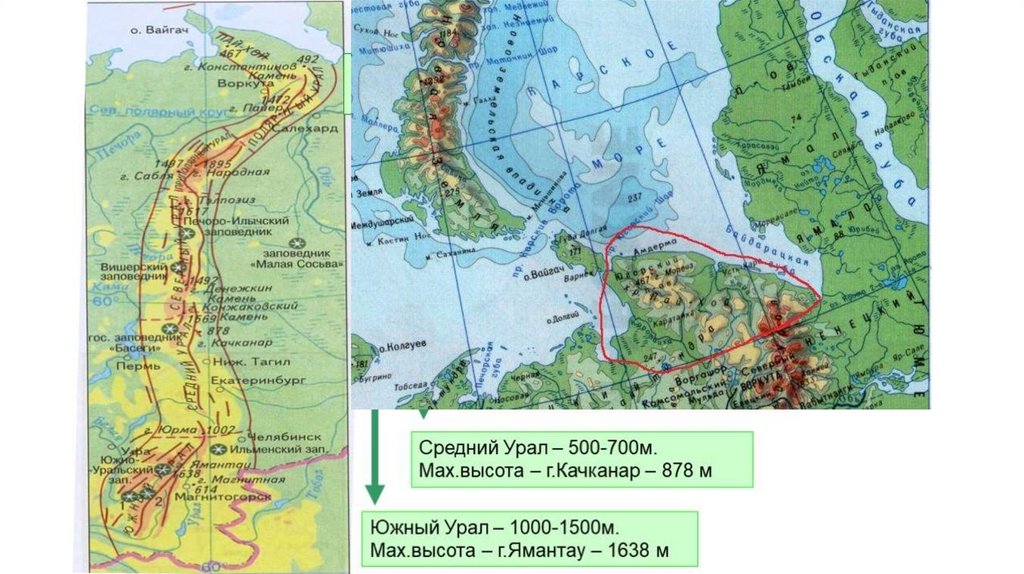 Уральские горы на карте россии фото