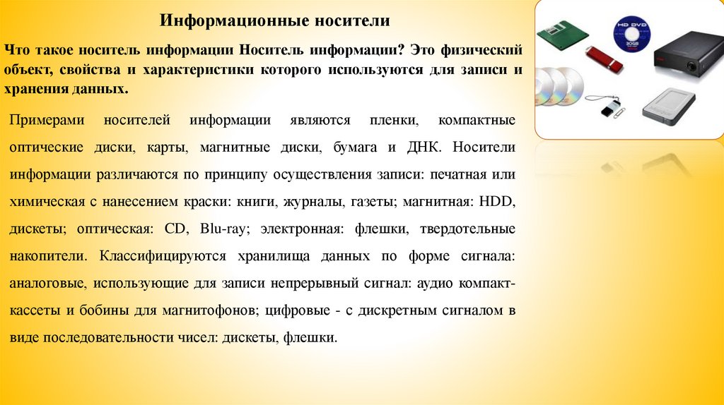 Информация о современных информационных носителях 7 класс