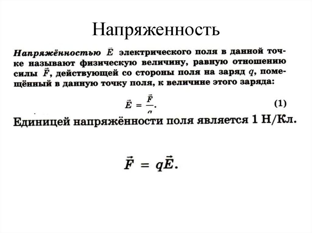 Напряженность электростатического поля презентация