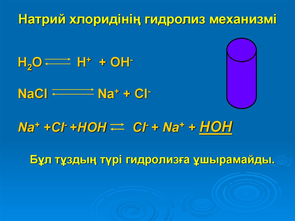 Натрий хлоридінің гидролиз механизмі