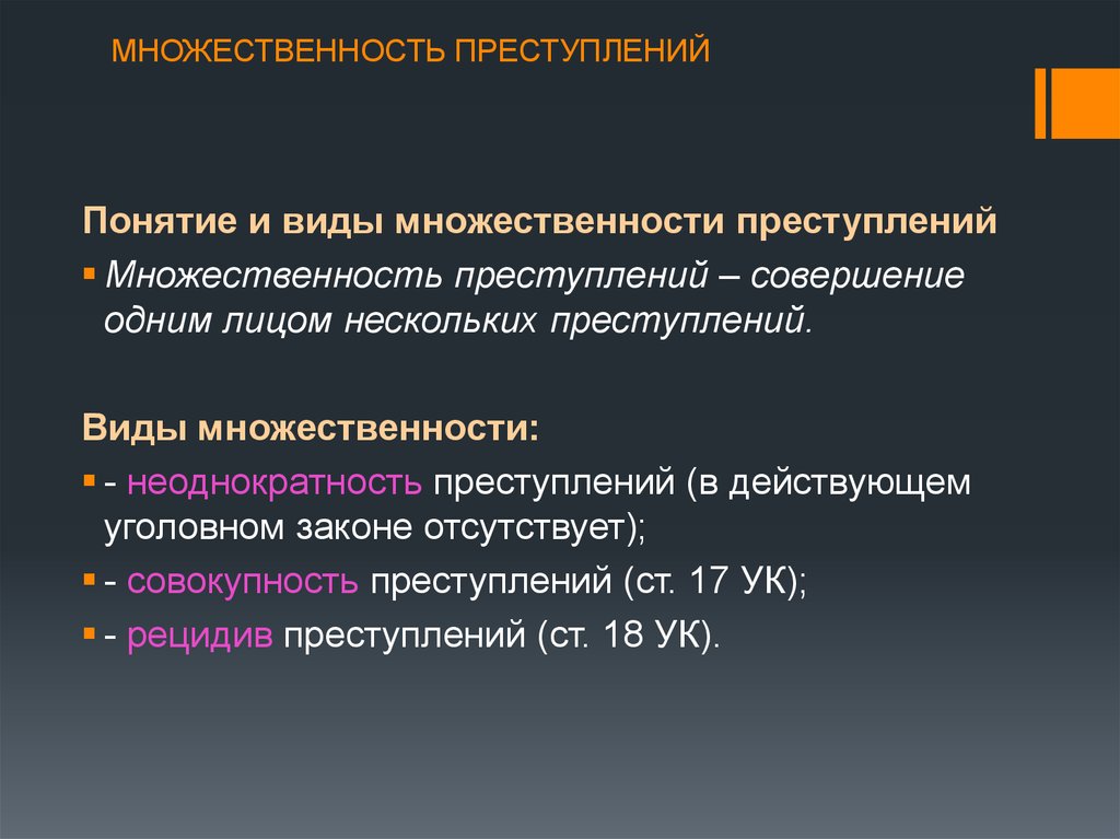 Презентация множественность преступлений