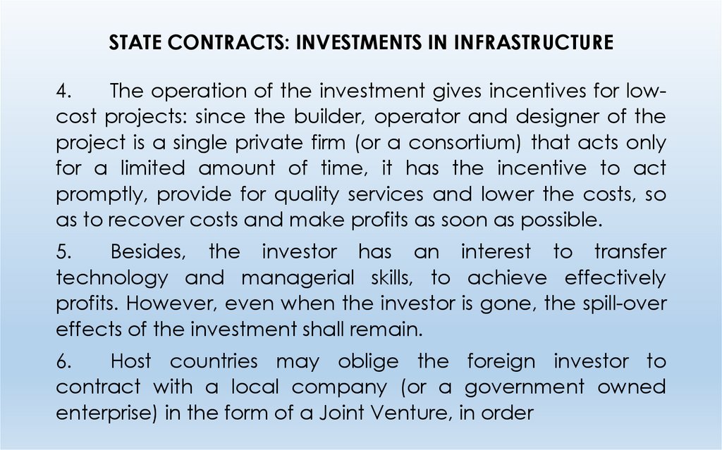 STATE CONTRACTS: INVESTMENTS IN INFRASTRUCTURE