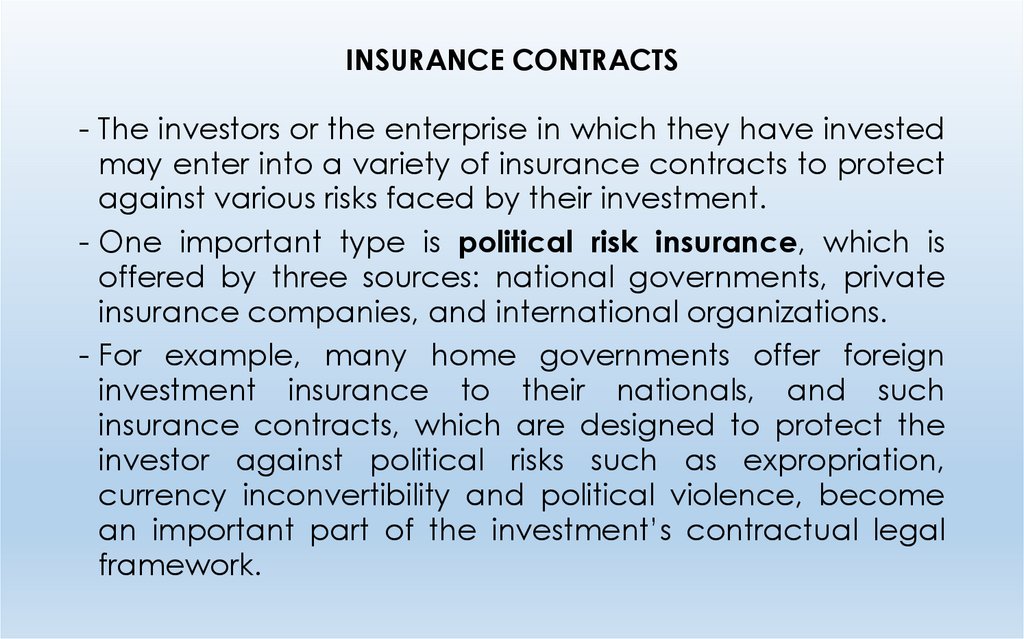 INSURANCE CONTRACTS
