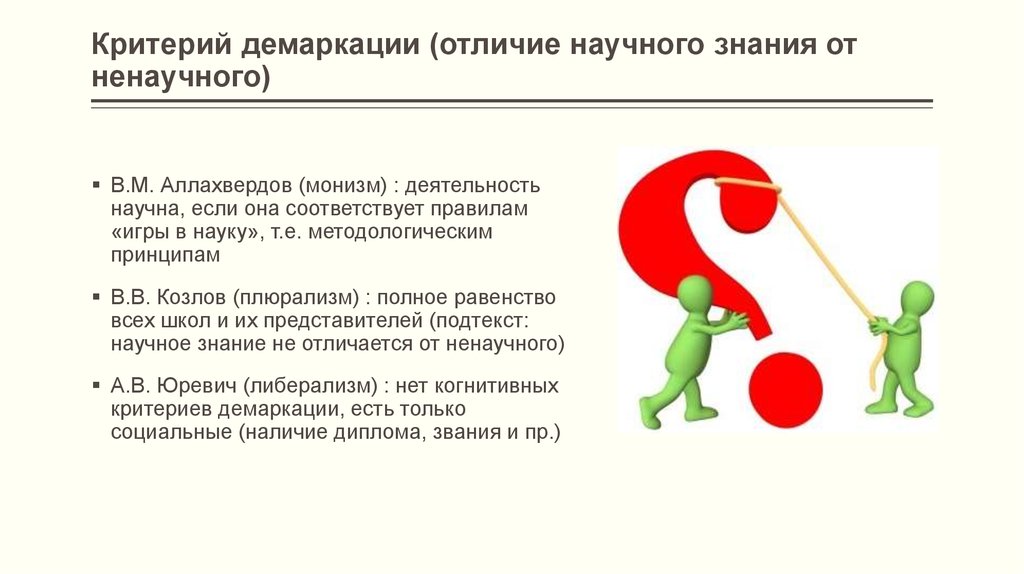 Почему кривин прибегает к такому ненаучному объяснению. Критерии демаркации научного и ненаучного знания.. Критерии демаркации. Критерий демаркации в научном познании. Критерии демаркации философского знания.