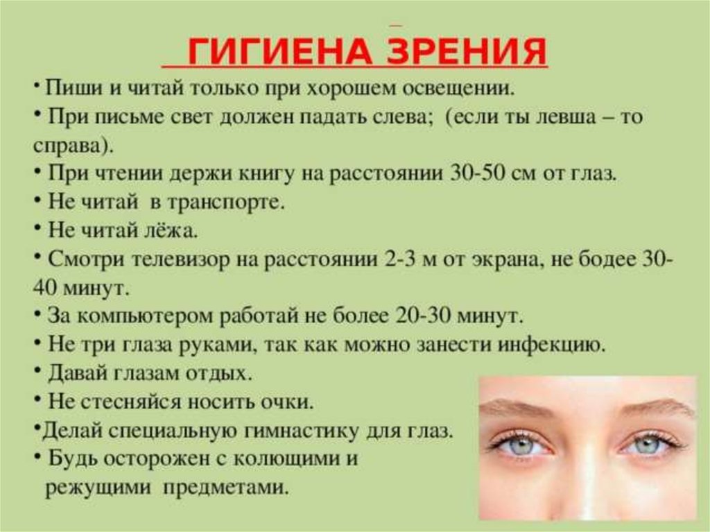 Тест правила гигиены. Правила гигиены глаз. Гигиена глаз памятка. Гигиена органов зрения. Памятка по гигиене зрения.