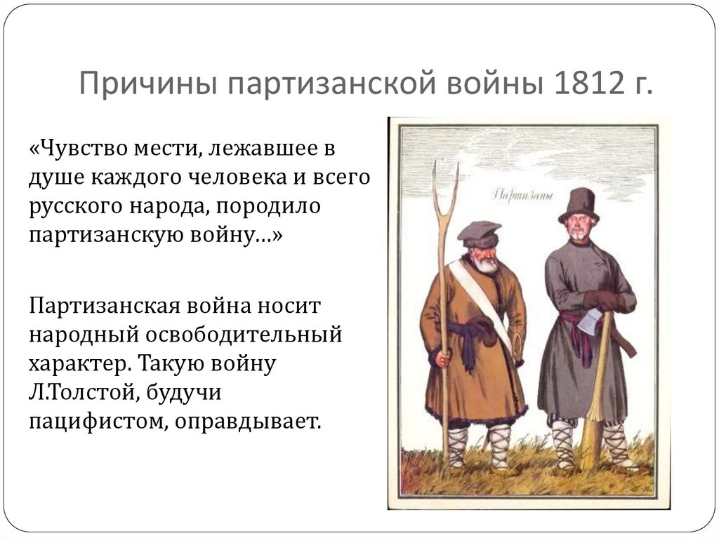 Причины партизанской войны 1812 г.