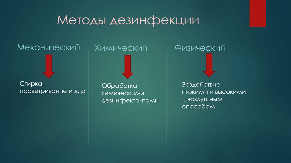 Виды дезинфекции в медицине схема