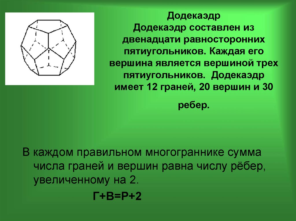 Презентация на тему додекаэдр 10 класс