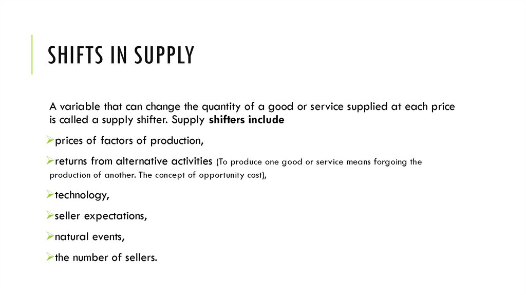 Shifts in supply