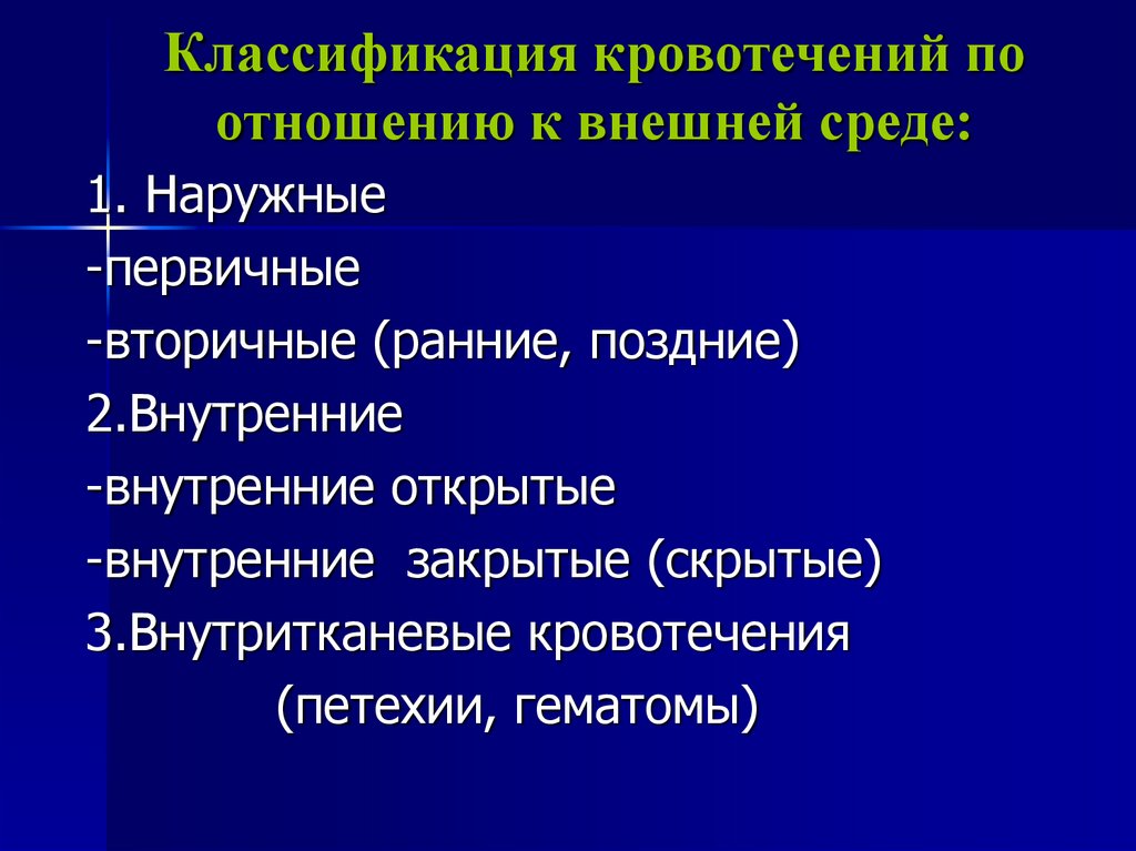 Причины вторичного кровотечения