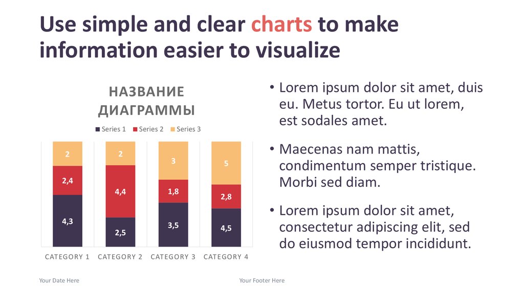 Use simple and clear charts to make information easier to visualize