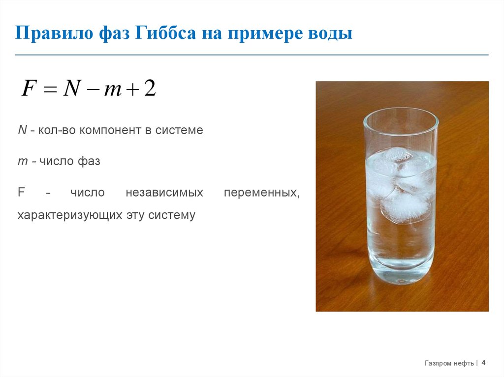 Правило фаз Гиббса на примере воды
