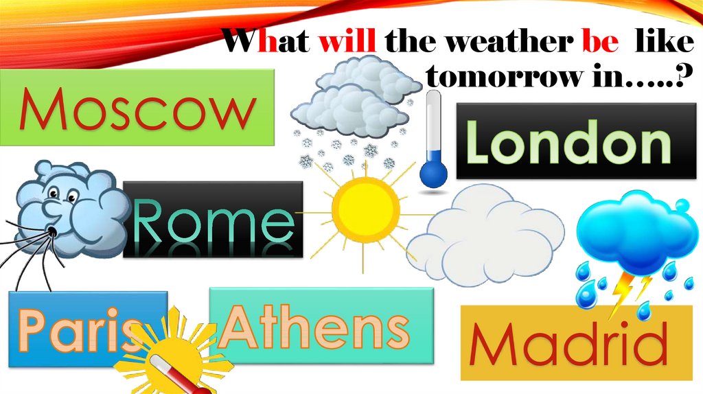 What will the weather be like tomorrow in…..?