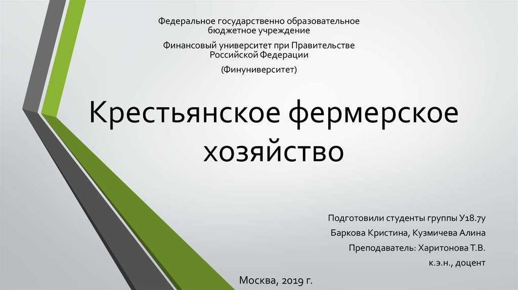 Реферат: Организация групп крестьянских фермерских хозяйств и устройство КФХ Толмачевский