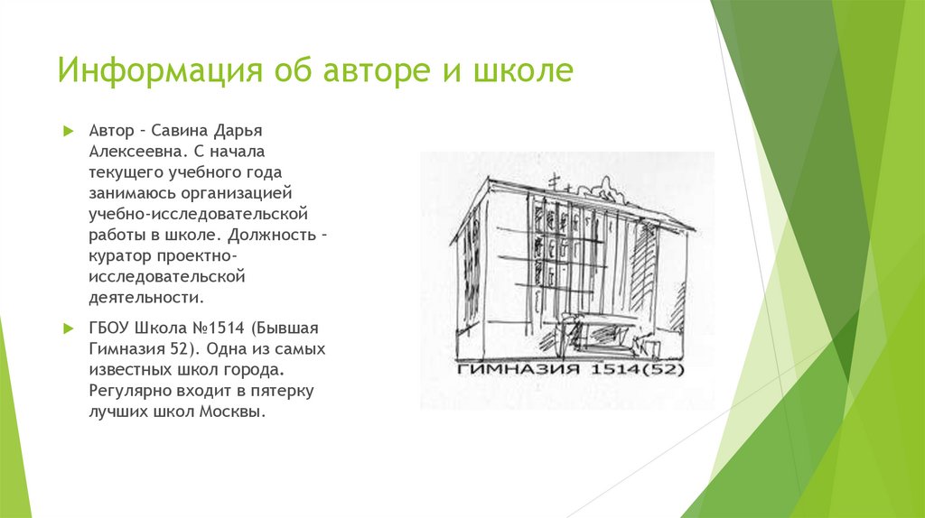 Информация об авторе и школе