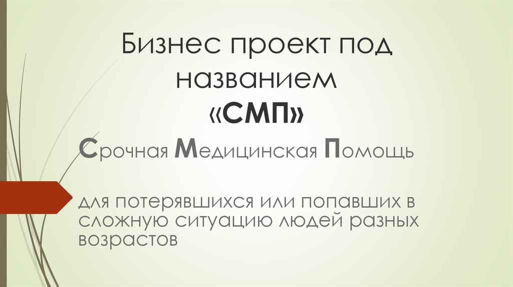 Бизнес проект под названием «СМП»