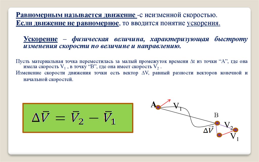 Характеризуется величиной направлением и точкой приложения. Понятие ускорения. Физическая величина характеризующая быстроту и направление движения. Обозначение ускорения в физике.