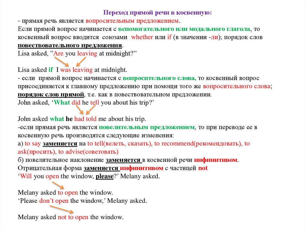 Direct and reported speech (Прямая и косвенная речь