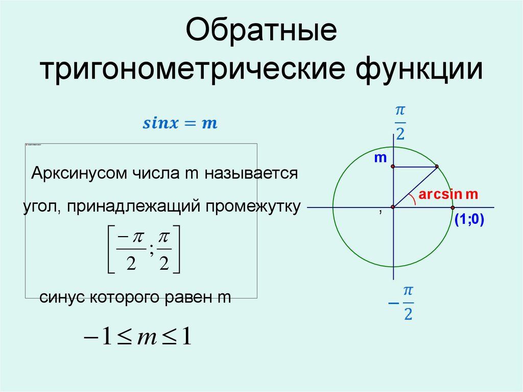 Презентация тригонометрические функции обратные тригонометрические функции