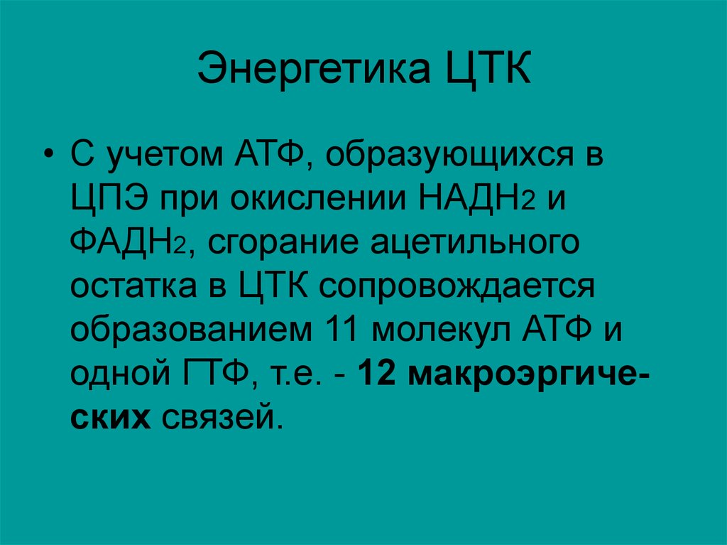 Образование 2 молекул атф. Связь ЦТК И ЦПЭ. ЦПЭ АТФ. Фадн2 образуется при окислении. Энергетика ЦТК.