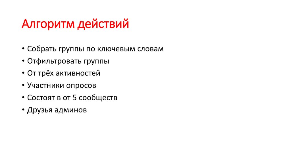 Алгоритм действий