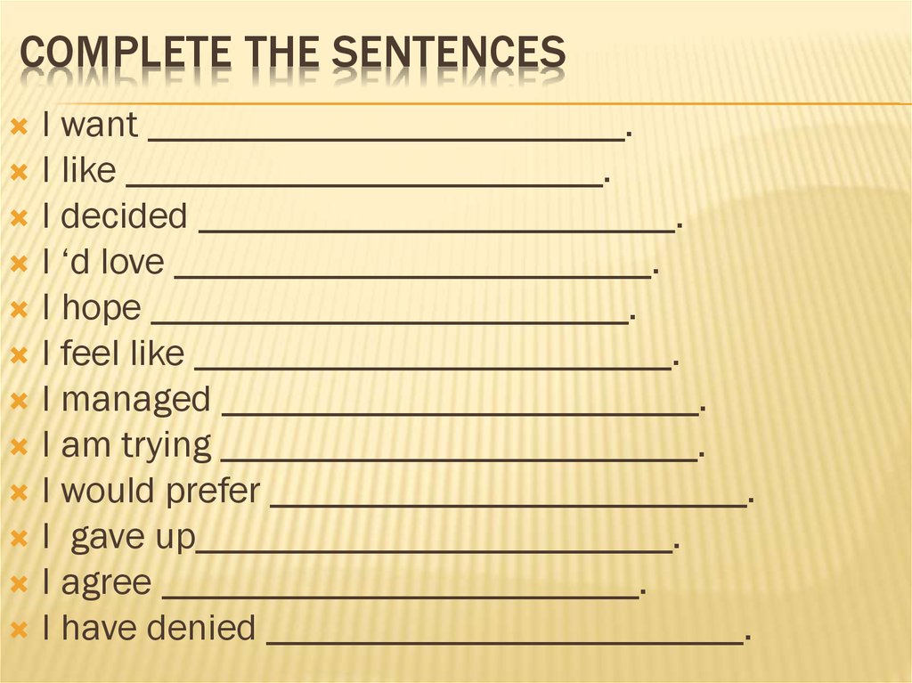  Complete the sentences