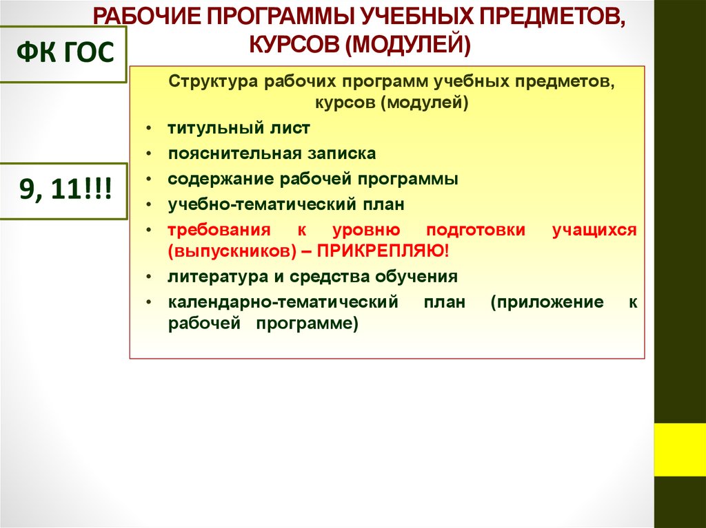 Программы учебных предметов курсов