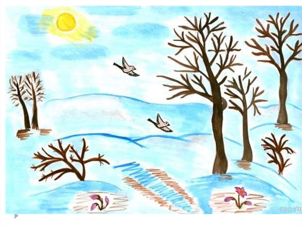 Урок весенний пейзаж 2 класс. Детские весенние рисунки. Рисунок на весеннюю тему.