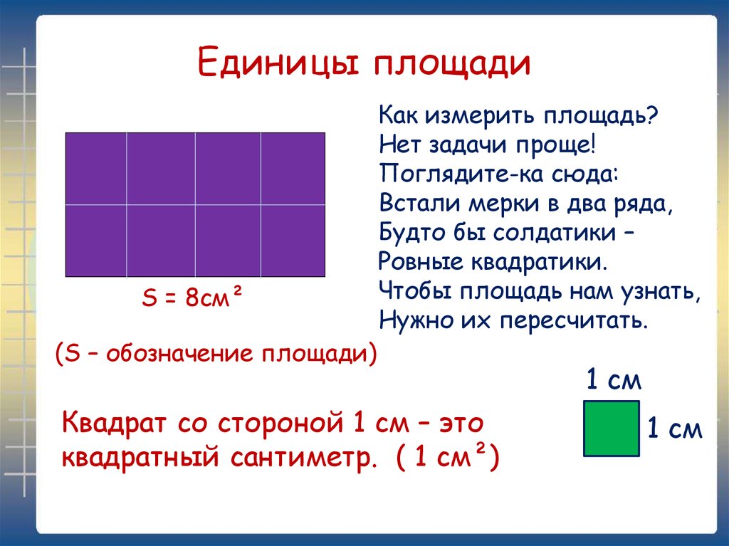 Найти площадь большого квадрата. Как найти единицы измерения площади. Как измерить площадь 3 класс. Математика 3 класс площадь единицы площади задачи. Тема 10 площадь единицы площади.