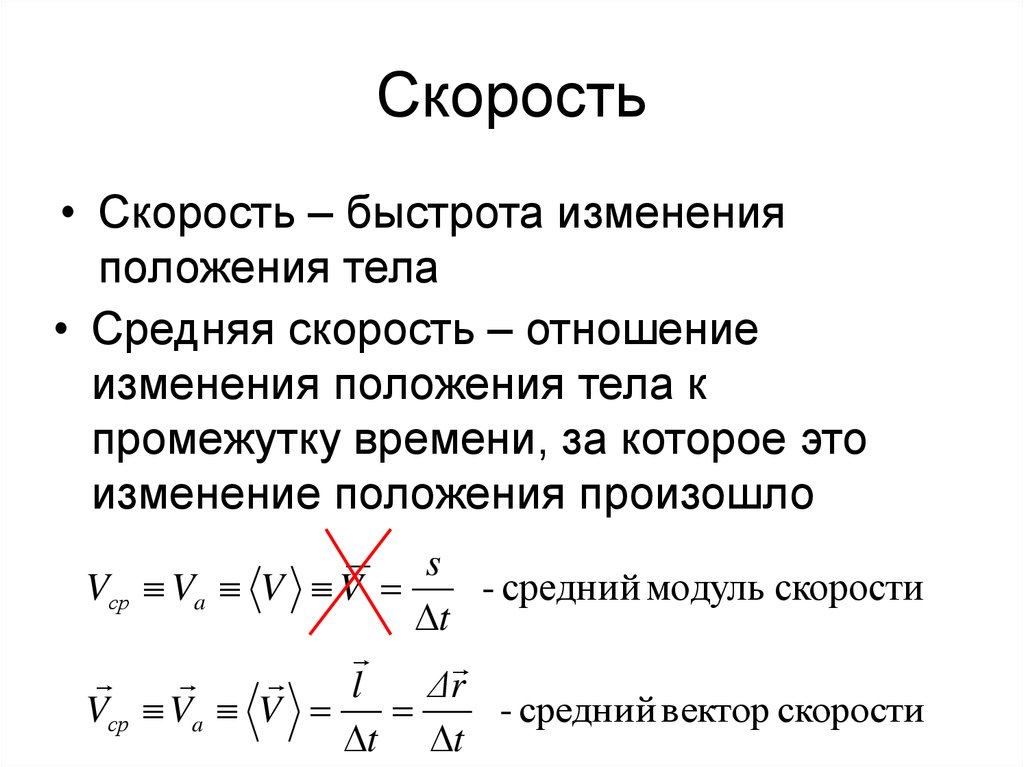 Положение скоростей