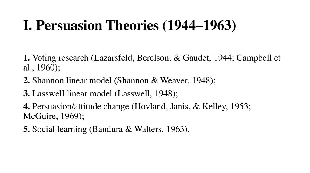 The evolution of media effects theory - online presentation