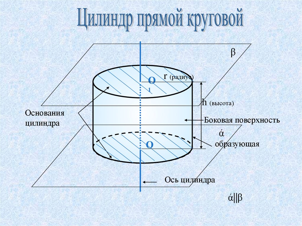 На рисунке изображен круговой цилиндр сопоставьте элементы рисунка с их названиями