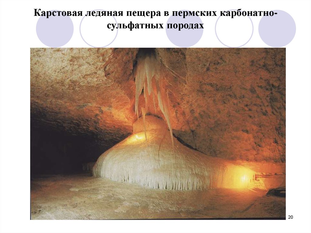 Карстовая ледяная пещера в пермских карбонатно-сульфатных породах