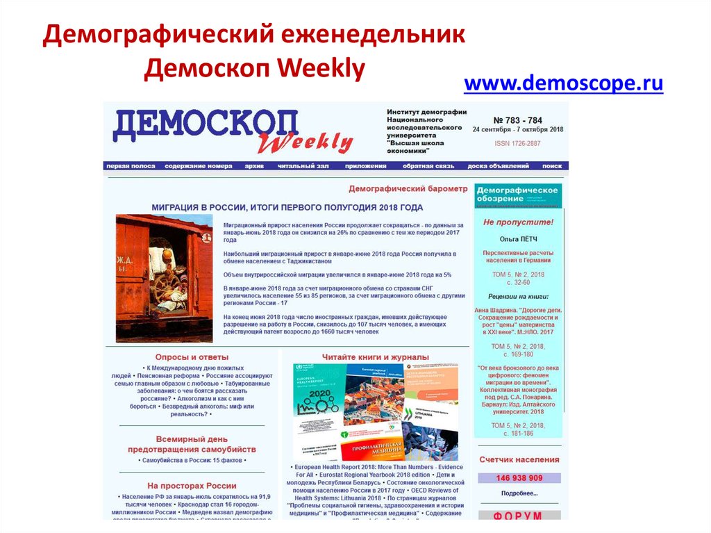 Демоскоп. Демоскоп Weekly. Демоскоп Weekly счетчик населения. Демоскоп счетчик населения России. Демографическое обозрение 2018.