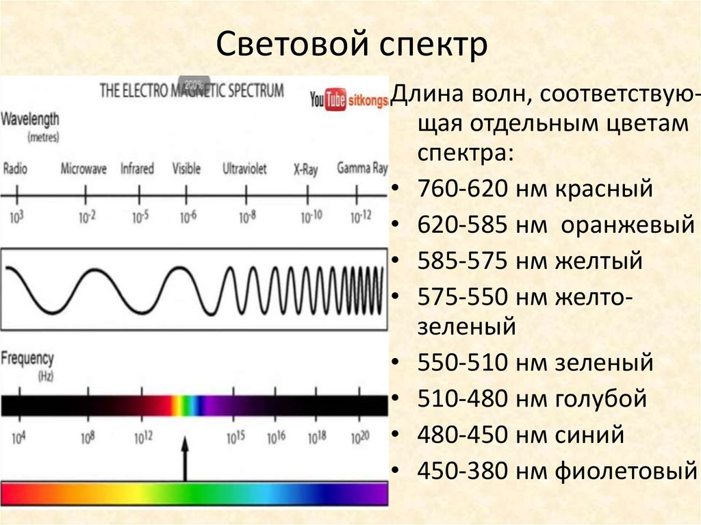 Какому цвету соответствует длина волны