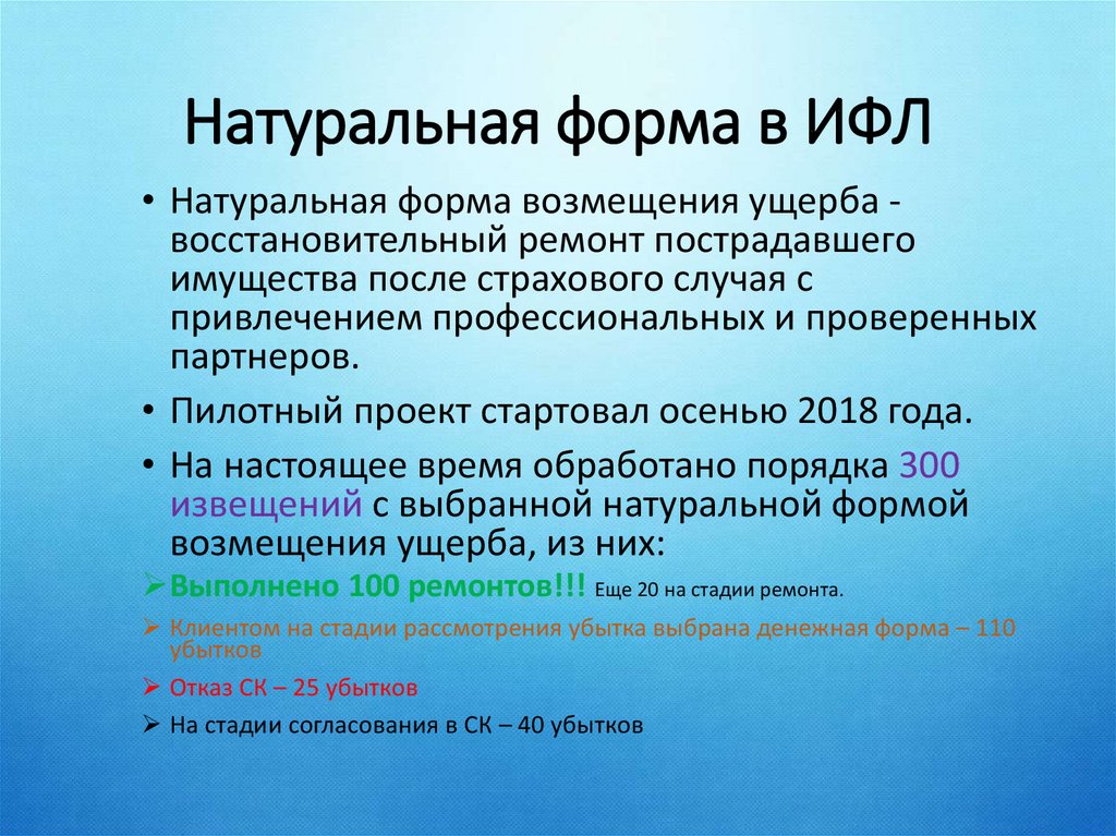 Натуральная форма в ИФЛ