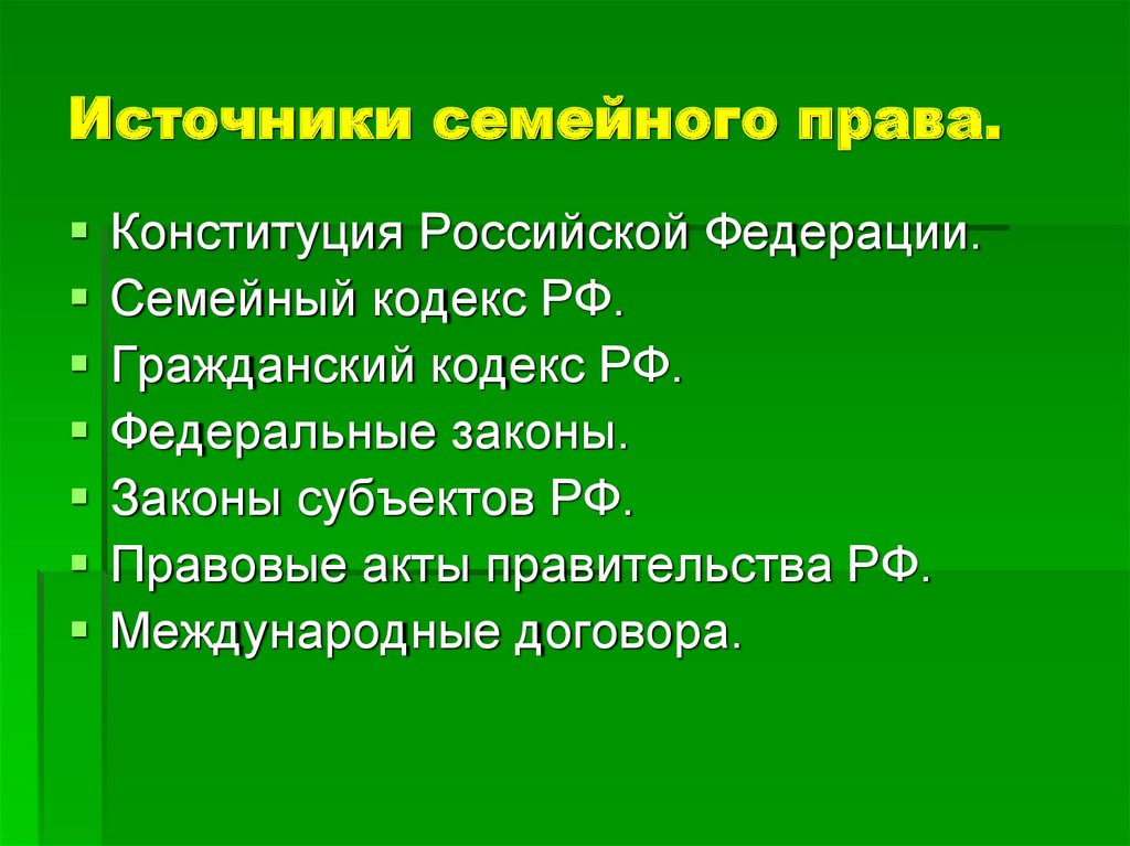 Источники семейного права презентация