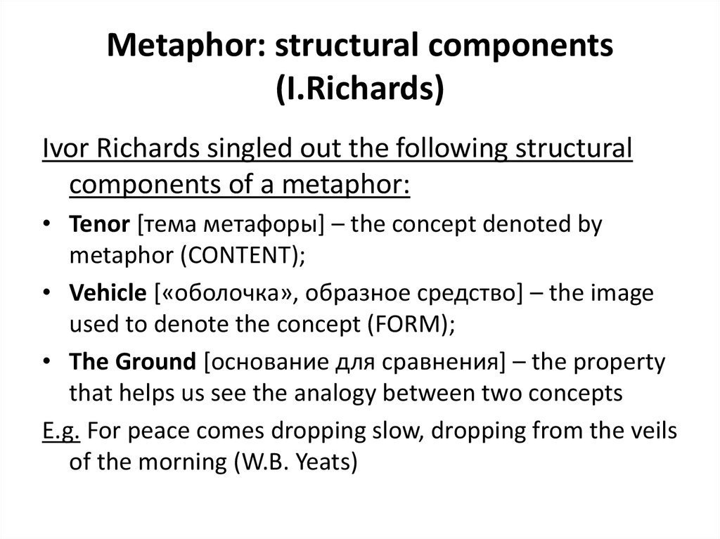 Metaphor: structural components (I.Richards)